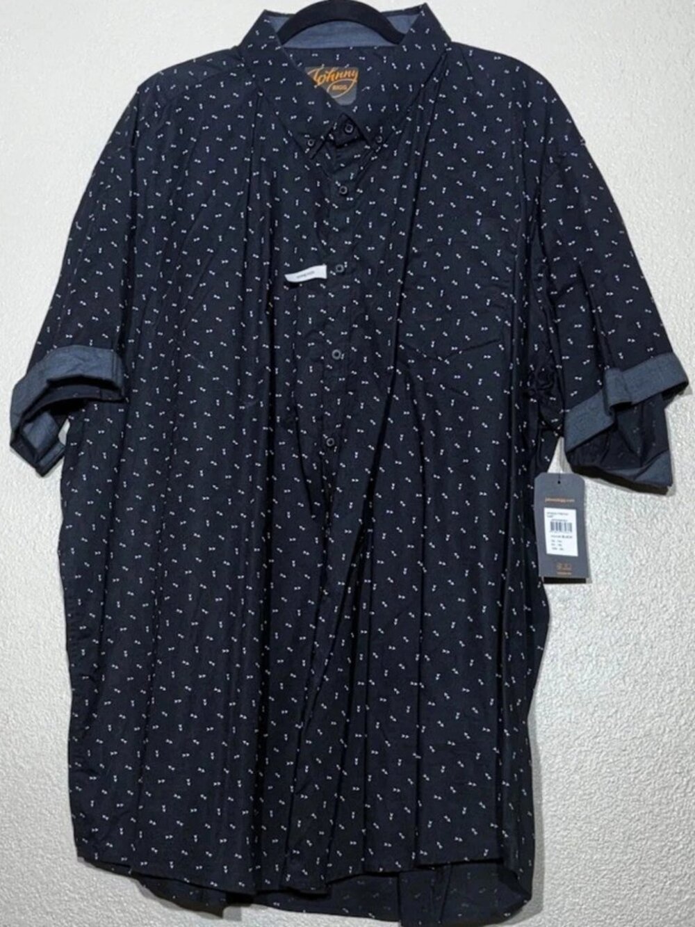 Johnny Bigg Mens Shirt Size 5XL Blue Short Sleeve Button Down Stretch Cotton